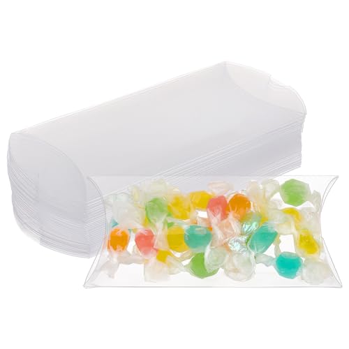 30個ピローボックス 枕型ボックス 透明 16.4x7x0.05cm 保護シート付き ウェディング ギフトボックス ミニボックス