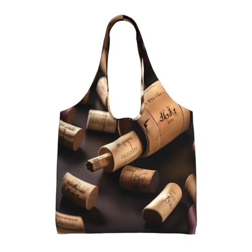 Cabas de courses cadeau mère en toile noire imprimée bouteille de vin