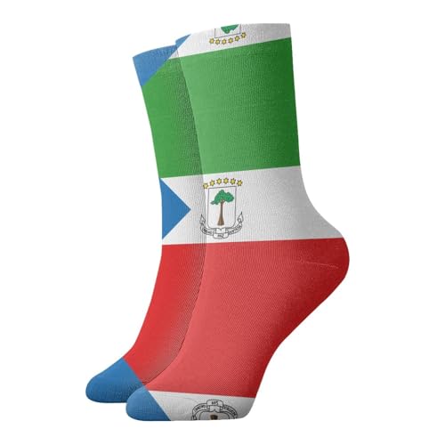 asbwuo Chaussettes chaudes toutes saisons de 30 cm, imprimées du drapeau de la Guinée équatoriale. Chaussettes épaisses et confortables, antidérapantes, parfaites pour la maison et le bureau.