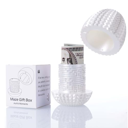 Egg-Shaped Maze Gift Box - Money Box for Cash Gifts, Puzzle Box for Boys & Girls, Easter Gift Box with Hidden Compartments, Easter Present for Birthdays & Special Occasions (White)