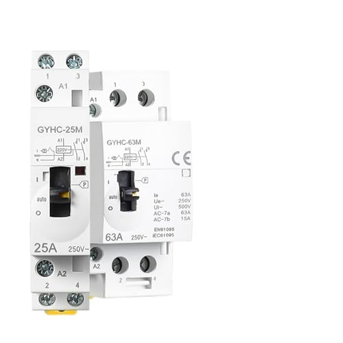Contacteur AC 2P 25A 2NO2NC 220V sur rail DIN pour tableau électrique