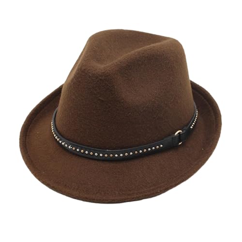 Image of Fedora Hats Classic Decorative Panama Hat for Stage Performance Events Travel Deep Brown|Clothing Shoes & Accessories|Mens Accessories|Hats