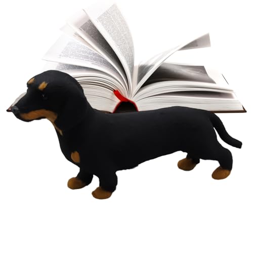 Genérico Animales de Peluche Dachshund - Dachshund Simulado, Modelo De Perro Realista | Cachorro Realista de Peluche Suave Y Negro Y Morena, Herramienta De Enseñanza, Pantalla Interactiva, Figura De