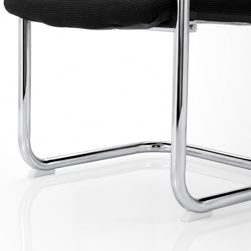 Image of OfficeCore | Visitor Chair with Arm Rest | Office Reception | Chrome Cantilever Metal Frame | Mesh Back | Study Chair Without Wheels (2, Dark Black, Mesh Back)