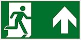 Fluchtwegschild - Rettungsweg geradeaus/rechts Oben - Folie Selbstklebend - Langnachleuchtend - 10 x 20 cm