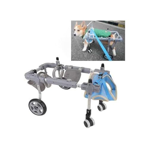 Full Body Dog Wheelchair with Wheels, Aluminum Doggie Cart for Front/Back Legs Rehabilitation, Assisted Walk Device for Small Medium Large Pet(X-Small)