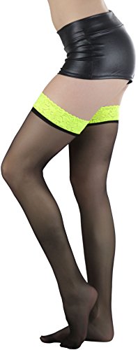 Image of ToBeInStyle Women's Sheer Banded Thigh High Socking w /Opaque Band