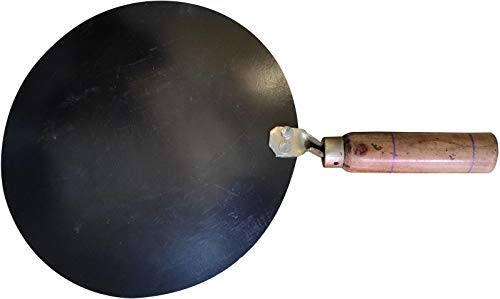 LooksGood 100% Iron Roti tawa with Wooden Handle, 2 mm thick/24.5 cm Dia Tawa 24.5 cm Diameter (Iron) 2