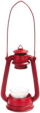 Pacific Giftware 5.5 Inch Oil Lamp Shaped Hand Painted Resin Candle Holder, Red