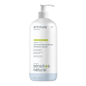 ATTITUDE Hair Conditioner for Sensitive Dry Scalp, Soothing Oat, Naturally Derived Ingredients, Dermatologically Tested, Vegan Detangler, Extra Gentle, Unscented, 32 Fl Oz