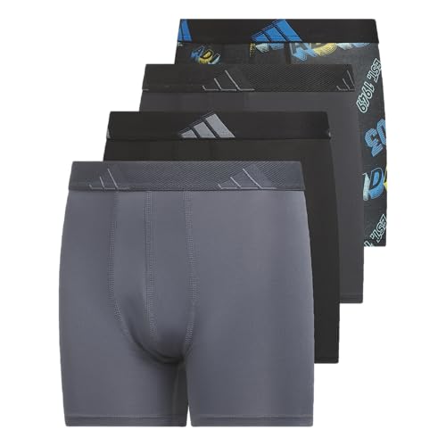 Image of adidas youth Performance Microfiber Boxer Briefs (4-pack Or 3-pack) Kids Graphic Underwear