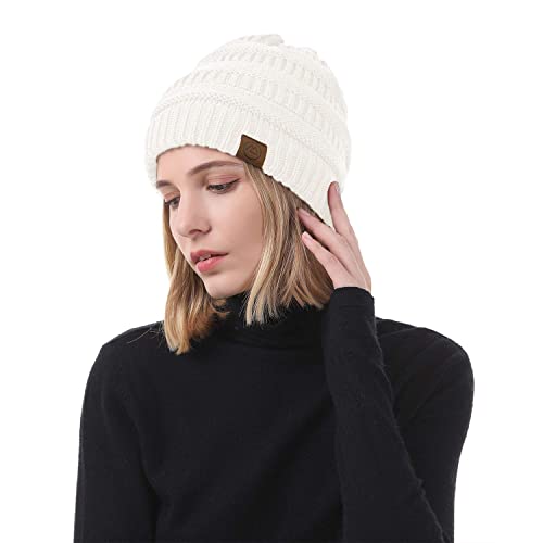 Image of Zando Beanies Women Winter Beanie for Women Warm Hats for Women Thick Knit Beanie Hat for Women Womens Beanie Unisex Cozy Slouchy Hat Soft Girls Beanie Caps Black&Light Grey&White&Skin Pink