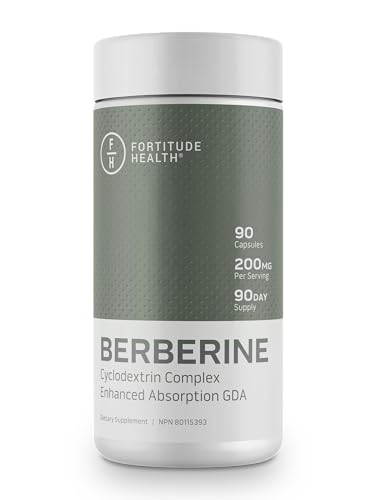 Fortitude Health Berberine Capsules | 200mg Berberine Cyclodextrin Complex, High Potency Glucose Disposal Agent (GDA) | Enhanced Absorption, Supports Glucose Metabolism, Supports Blood Sugar Levels | 90 Capsules