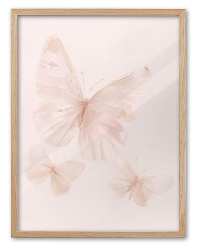EcoHest 12x16 in Pastel Pink Butterfly Coquette Framed Wall Art