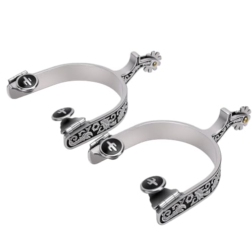 Espuelas vaqueras de acero inoxidable talladas a mano para equitación artesanal tradicional