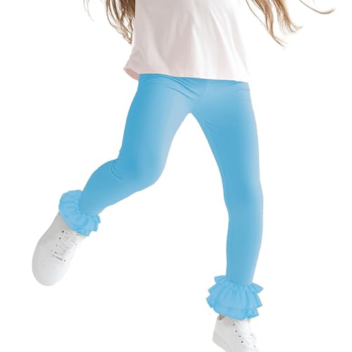 Girls Ruffle Hem Dance Leggings High Waisted Leggings Kids Solid Casual Athletic Trousers School Clothes with Pockets3