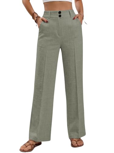 Image of TOPLOT High Waist Korean Trousers for Woman | Premium Wide Leg Palazzo Pant | Full Length with Dual Button & Elastic Band | Comfortable Office Wear & Business Casual Trouser (5272)