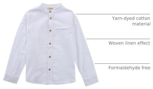 Image of MOMOLAND Little Big Boys Long Sleeve Woven Cotton Button Down Linen Design Shirt Solid Printed
