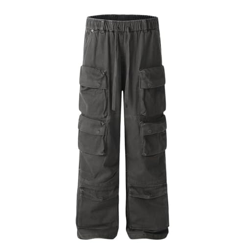 Men's Pants Spring Fall American High Street Functional Multi-Pocket Wide Leg Cargo Trouser for Men