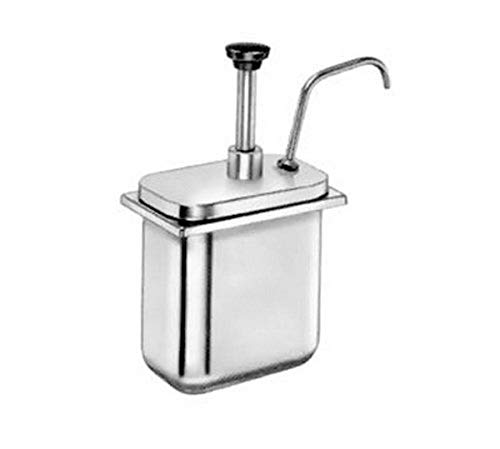 Server Products CP-200-83300 Fountain Jar Pump and Lid, Fits 2 Quart Shallow Countertop Base, Dispenses Thick and Particulate Toppings, 1 oz. Full Portion, Stainless Steel