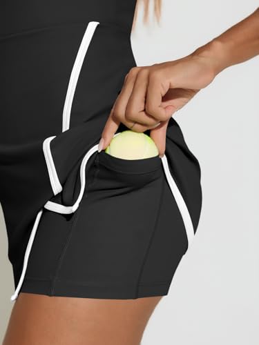 Fisoew Women's Workout Tennis Dress with Built-in Bra & Shorts Pockets Sleeveless Crewneck Golf Athletic Mini Dresses3