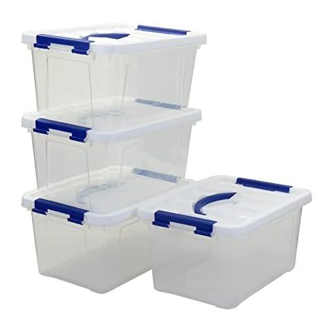 AnnkkyUS 4-Pack Clear Storage Box Tote, Plastic Bins with Lids, 6 Quarts Cover