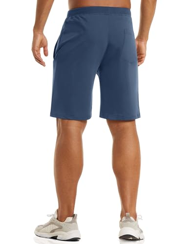 Image of CRYSULLY Men's Cotton Joggers Casual Workout Shorts Running Shorts with Zipper Pockets 1703