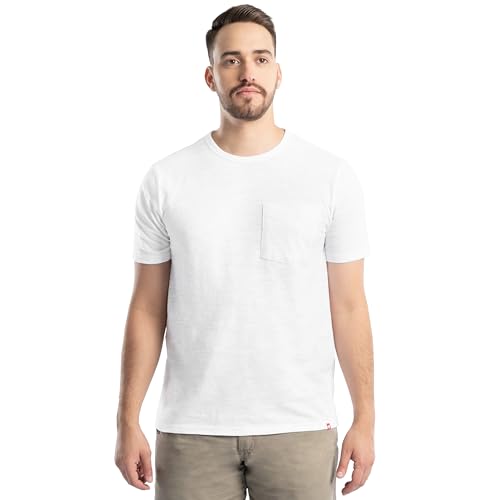 Wrangler Mens Short Sleeve Recycled Slub Pocket T-Shirt, White, Large