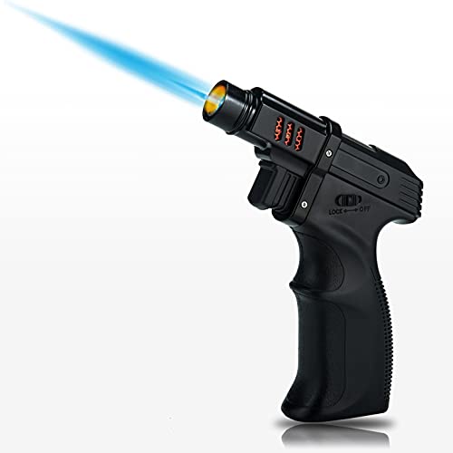 PROMISE Blow Torch Lighters Adjustable Flame Lock, Fathers Day Gifts, Cooking Cool Torch Lighters Camping Home Use Welding Chef Culinary (Black)…