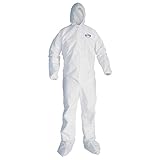 Kleenguard A10 Light Duty Coveralls (10631), Zip Front, Elastic Wrists, Hood, Boots, Breathable Material, White, 2XL, 25 / Case