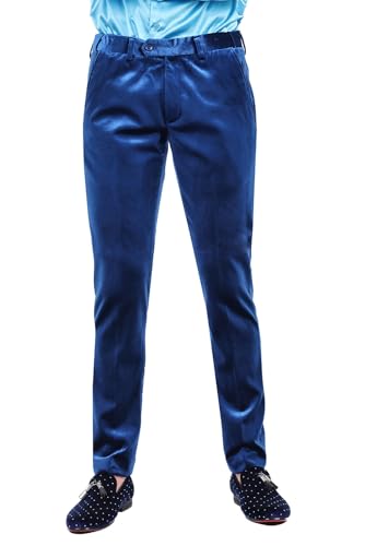 Barabas Men's Velvet Shiny Chino Solid Color Dress Pants 3CP06