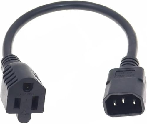 Image of Toptekits C14 to 5-15R Power Cord Plug, IEC320 C14 to US 3 Prong NEMA 5-15R Female Socket Power Cable, PDU /UPS Standard Computer Power Cord Replacement, 18AWG,2ft /60cm