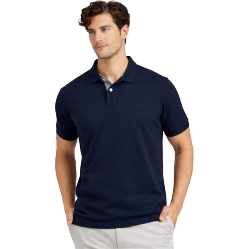 Image of Men's Premium Cotton Pique Polo T-Shirt, Classic Fit Short Sleeve Casual Summer Shirt, Soft & Breathable Fashion Polo