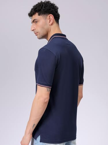 Image of The Indian Garage Co Men Slim Fit Solid Polo Neck Half Sleeves Tshirt