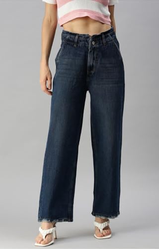 Image of SHOWOFFFF Women Wide Leg Jeans | Denim Jeans for Womens | Mid-Rise Regular Length Jeans for Women's