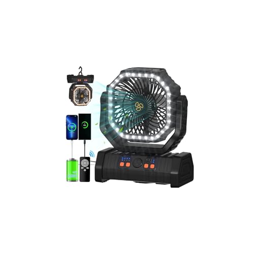 ADUST Portable Camping Fan Battery Powered Operated with LED Light