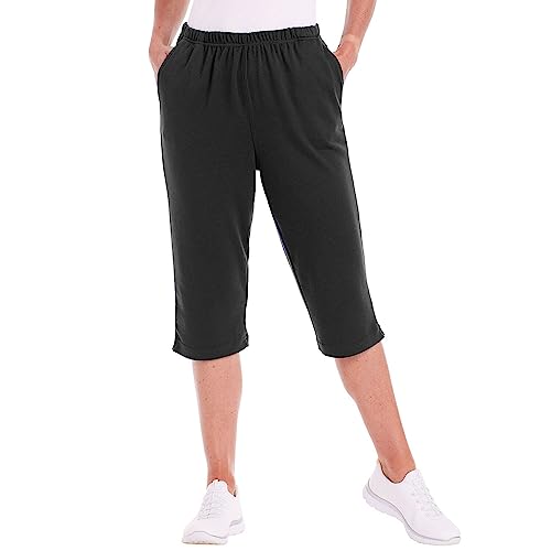 CATALOG CLASSICS Womens Capri Pants with Pockets Elastic Waist Pants for Women