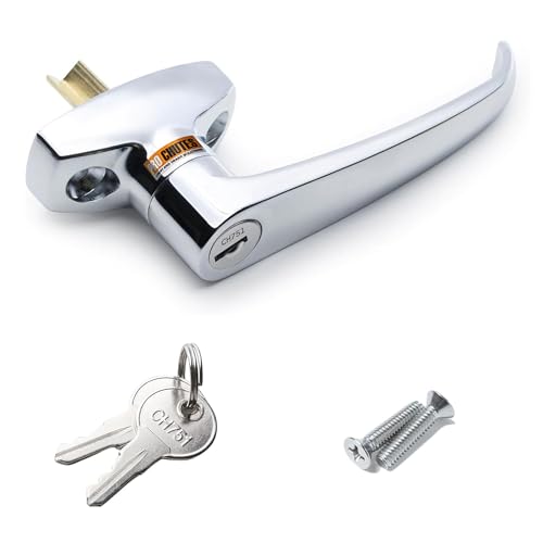 Trash Chute ADA L Handle - Universal Fit for Laundry and Linen Doors with V Spindle for Bottom & Side hinged Doors. Handicap Approved Universal Locking Chrome Knob Hardware Parts
