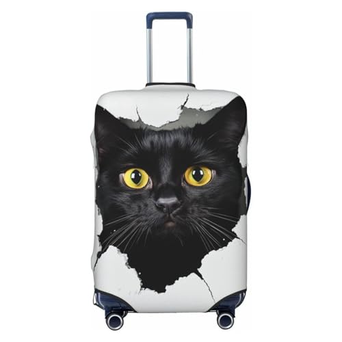 Elastic Luggage Cover Anti Scratch Dirt Covers, Black Cat Funny Travel Luggage Cover Suitcase Protector Fits 23-26 Inch Luggage