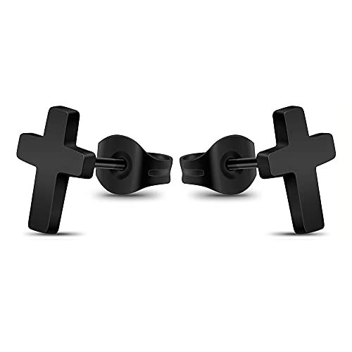 Unisex Simple Tiny Cross Stud Earrings Stainless Steel Body Piercing Jewelry Earrings2