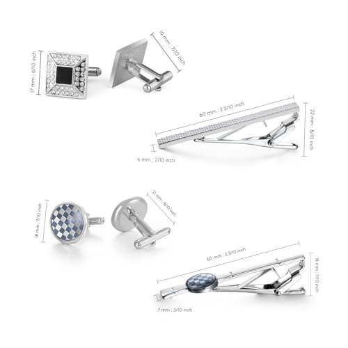 Image of UJOY Mens Tie Clip and Cufflink Set 12 PCS, Shirts Necktie Bar Pins Cuff Link Buttons, Wedding Businesss Gift for Men