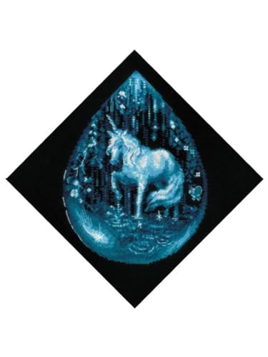 Image of RIOLIS - Unicorn Tear 2161, Cross Stitch Kits 7 inch x 7 inch, Cross Stitch Kits for Beginners & Advanced, Crossstitching Kit Adult, Embroidery Counted Stitching Kit