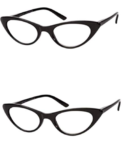 Readers The Brit Cat Eye Reading Glasses +3.00 (2 Pair) Black