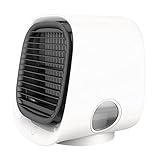  DieffematicKTY Aire Acondicionado Portatil Air Cooler Fan Mini Desktop Air Conditioner with Night Light Mini Water Cooling Fan Humidifier (Color : White)