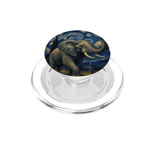 PopGrip MagSafe Éléphant Van Gogh : support style art ciel étoilé unique