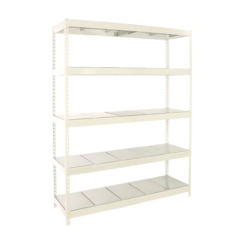 Simon Rack Estantería Industrial, 2000x1500x900 mm, 600 kg de Punto Flexión, 5 Estantes Metálicos, Estantería Garaje, Blanco/Galva - Simonforte
