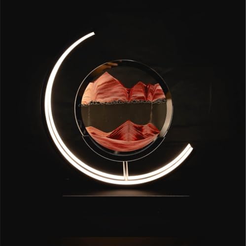Luxus europe - Treibsand Tischlampe - Rot - Bewegte Sandkunst - Sanduhr-Lampe - Sandkunst in Glas - Schreibtischlampe - LED - Dimmbar - Industriell und modern - Nachtlicht für das Schlafzimmer