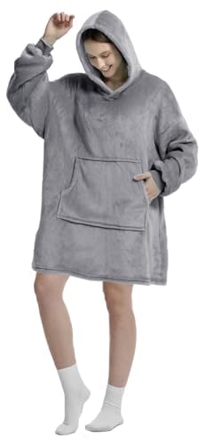 K-MARTOversized Blanket Hoodie for Men & Women, Super Soft Warm Cozy Wearable Sweatshirt Hoodie for Adults Thick Flannel Blanket with Sleeves and Giant Pocket, One Size