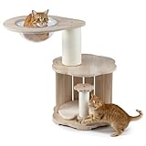 COSTWAY Kratzbaum klein, Katzenbaum mit Raumkapsel, Höhle, Kratzpfosten, Matte, Ball, 2 Katzenminzen & 2...