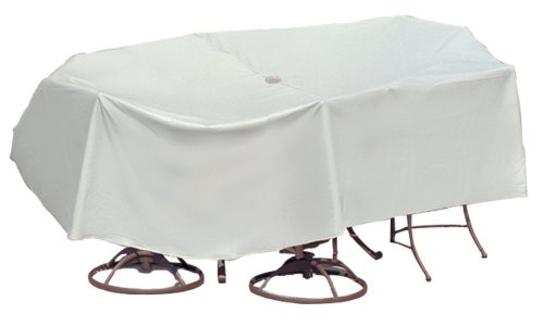 Protective Covers Weatherproof Patio Table And Highback Chair Set Cover.  Fits A 60" To 66" Oval/Rectangle Table, Gray #TOP6
